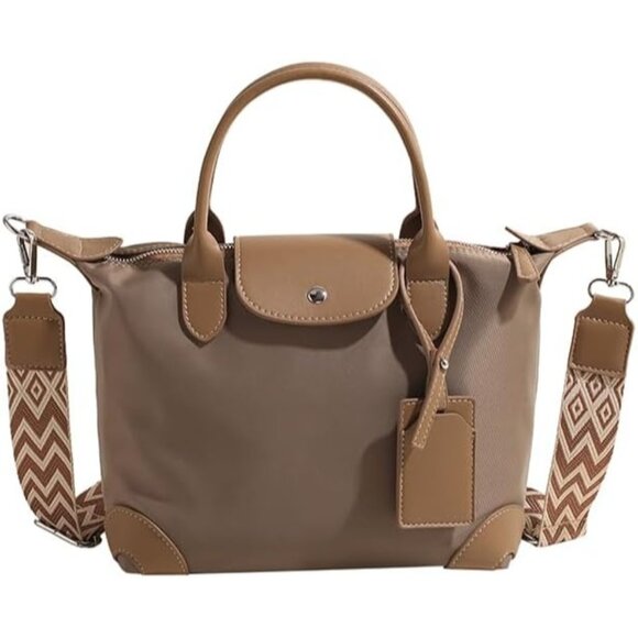 Handbags - Chic Lightweight Purse with Leather Top-handle Khaki